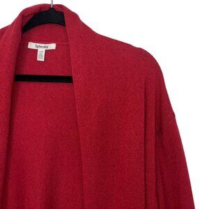 Splendid 100% Cashmere Dark Rose Pink Open Front Cardigan - Size L